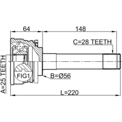 Alternative view of OUTER CV JOINT 25X56X28