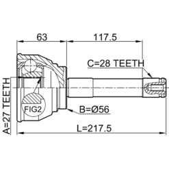 Alternative view of OUTER CV JOINT 27X56X28