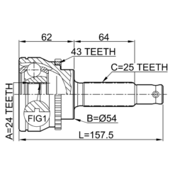 Alternative view of OUTER CV JOINT 24X54X25