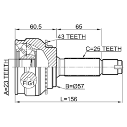 Alternative view of OUTER CV JOINT 23X57X25