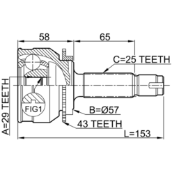 Alternative view of OUTER CV JOINT 29X57X25
