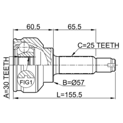Alternative view of OUTER CV JOINT 30X57X25