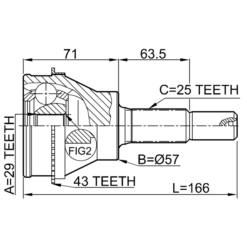 Alternative view of OUTER CV JOINT REAR 29X57X25