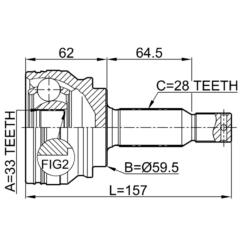 Alternative view of OUTER CV JOINT 33X59.5X28