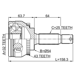 Alternative view of OUTER CV JOINT 32X54X25
