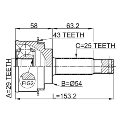 Alternative view of OUTER CV JOINT 29X54X25