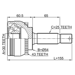 Alternative view of OUTER CV JOINT 30X54X25