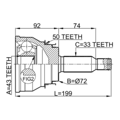 Alternative view of OUTER CV JOINT REAR 43X72X33