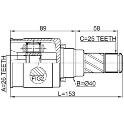 Alternative view of INNER CV JOINT 26X40X25