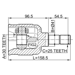 Alternative view of INNER CV JOINT 30X41X25