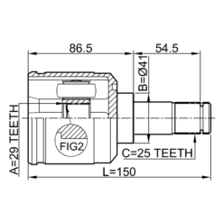 Alternative view of INNER CV JOINT RIGHT 29X41X25