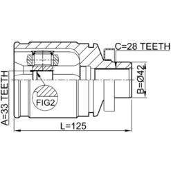 Alternative view of INNER CV JOINT RIGHT 33X42X28