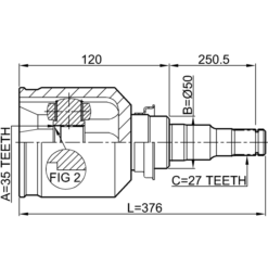 Alternative view of INNER CV JOINT RIGHT 35X50X27
