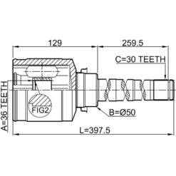 Alternative view of INNER CV JOINT RIGHT 36X50X30