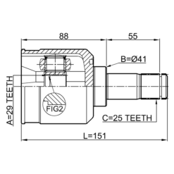 Alternative view of INNER CV JOINT 29X41X25