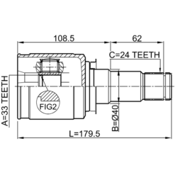 Alternative view of INNER CV JOINT RIGHT 33X40X24