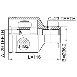Alternative view of INNER CV JOINT RIGHT 29X36.2X23