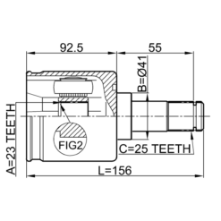 Alternative view of INNER CV JOINT 23X41X25