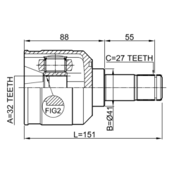 Alternative view of INNER CV JOINT 32X41X27