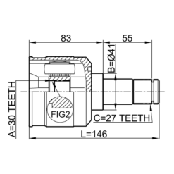 Alternative view of INNER CV JOINT 30X41X27