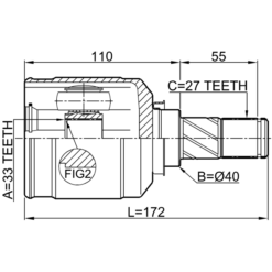 Alternative view of INNER CV JOINT 33X40X27