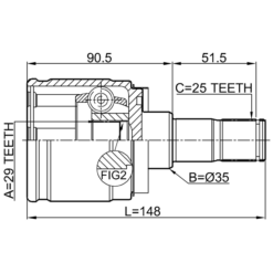 Alternative view of INNER CV JOINT RIGHT 29X35X25