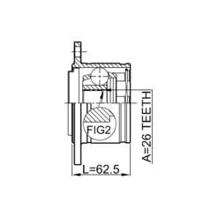 Alternative view of INNER CV JOINT RIGHT 26X110