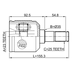 Alternative view of INNER CV JOINT 23X35X25