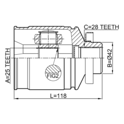 Alternative view of INNER CV JOINT RIGHT 25X42X28