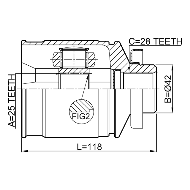 INNER CV JOINT RIGHT 25X42X28 - Image 2