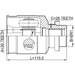 Alternative view of INNER CV JOINT RIGHT 30X41X26