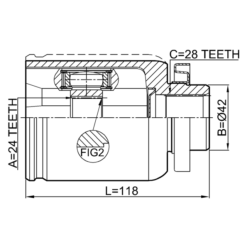 Alternative view of INNER CV JOINT RIGHT 24X42X28