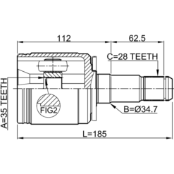 Alternative view of INNER CV JOINT LEFT 35X34.7X28