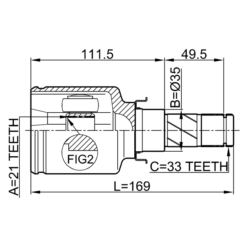 Alternative view of INNER CV JOINT 21X35X33