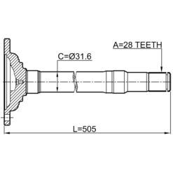 Alternative view of AXLE HALF SHAFT RIGHT 28X505