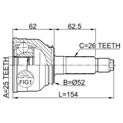 Alternative view of OUTER CV JOINT 25X52X26