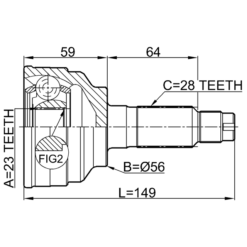 Alternative view of OUTER CV JOINT 23X56X28