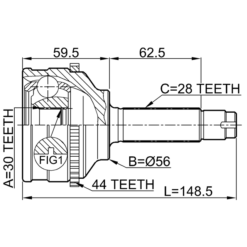 Alternative view of OUTER CV JOINT 30X56X28