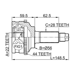 Alternative view of OUTER CV JOINT 22X56X28