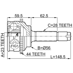 Alternative view of OUTER CV JOINT 23X56X28