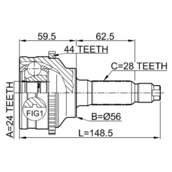 Alternative view of OUTER CV JOINT 24X56X28