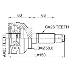Alternative view of OUTER CV JOINT 23X59X28