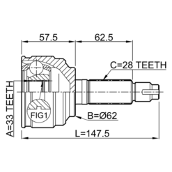 Alternative view of OUTER CV JOINT 33X62X28