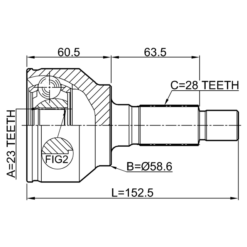 Alternative view of OUTER CV JOINT 23X58.6X28