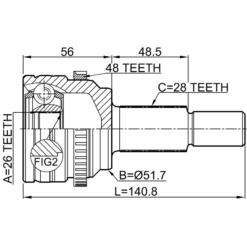 Alternative view of OUTER CV JOINT REAR 26X50X28