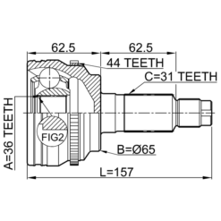 Alternative view of OUTER CV JOINT 36X65X31