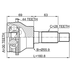 Alternative view of OUTER CV JOINT REAR 30X56X28