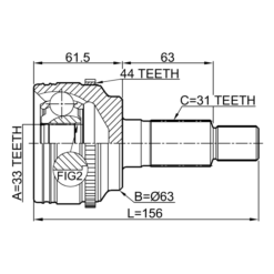 Alternative view of OUTER CV JOINT 33X63X31
