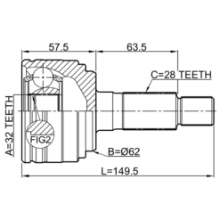 Alternative view of OUTER CV JOINT 32X59X28