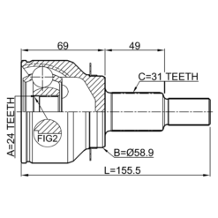 Alternative view of OUTER CV JOINT 24X59X31